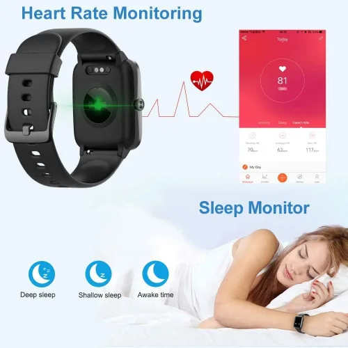 Vista 6 de Reloj inteligente para iPhone/Android, rastreador de actividad física con IP68 impermeable para hombres y mujeres, reloj inteligente con pantalla a