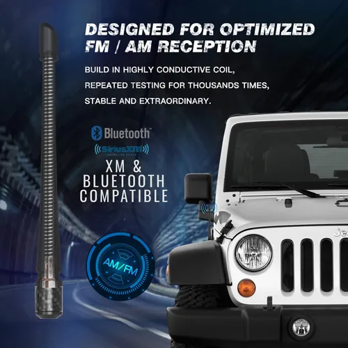 Vista 2 de Antena de 7 pulgadas compatible con Jeep Wrangler 2007+ y Gladiator 2020+