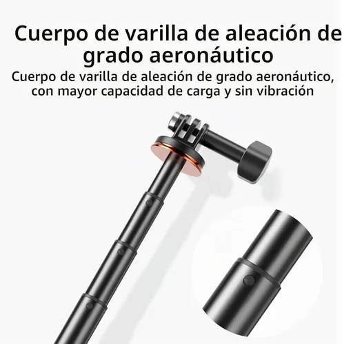 Vista 5 de Trípode extensible Selfie Stick para DJI OSMO Pocket 3/Action 4 Longitud Varilla de extensión ajustable con cardán para Insta360 ONE X3 / X2 Action