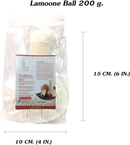 Vista 4 de Bola de masaje de hierbas tailandesas premium, bola de compresión de aroma, 100% hierba natural para spa, 7.05 oz (7.05 oz.)