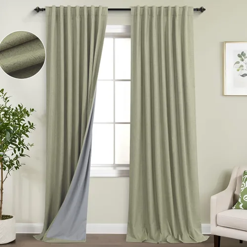 Vista 91 de KOUFALL - Cortinas de medio estilo francés de lino para ventana, juego de 2 cortinas cortas de 40 pulgadas de longitud, para privacidad, cortinas