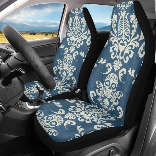 Vista 40 de Bulopur Fundas para asientos de coche negras y blancas con forma de murciélago, protector de asiento de coche universal, accesorios de coche