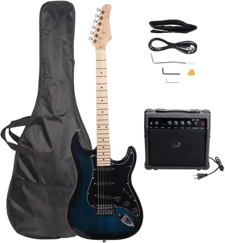 Vista 16 de GLARRY Guitarra eléctrica de tamaño completo para principiantes amantes de la música con amplificador de 20 W y paquete de accesorios para guitarra