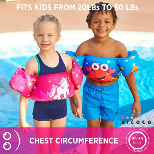 Vista 2 de Toddler Swim Vest - Swim Floaties for Toddlers Girls and Boys 20-30-40-50 pounds - Kids Swim Vests for Pool, Beach, Lake and River - Baby Floatie