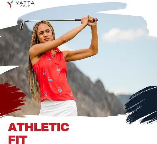 Vista 4 de YATTA GOLF Polo de golf sin mangas para mujer, resistente a las arrugas, absorbe la humedad, cuello en V para mujer