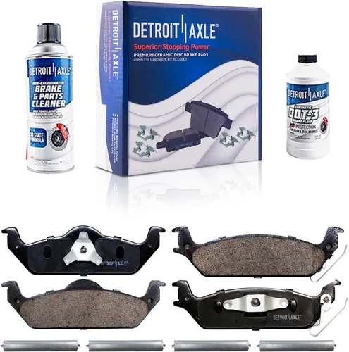 Vista 17 de Detroit Axle - Pastillas de freno para Ford F-150 99-03, 02 Lincoln Blackwood, Pastillas de freno de cerámica delanteras y traseras con repuesto