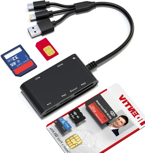 Vista 11 de OTG Memory Stick Pro Duo Adaptador 4 en 1 USB C/Lightning/USB-A a SD/TF/XD/MS lector de tarjetas para Sony Lexar Sandisk, lector de tarjetas