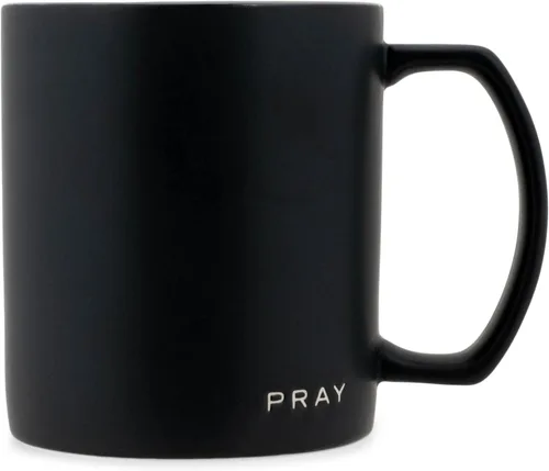 Vista 2 de Lighthouse Christian Products Simply Yours Pray - Taza de café de cerámica de 18 onzas, paquete de 4, color negro medianoche