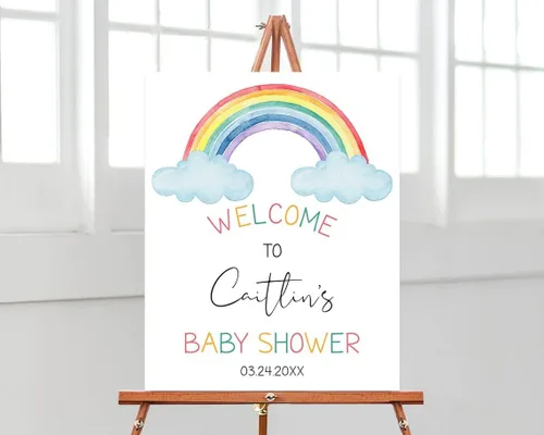 Vista 5 de Personalized Welcome Sign, Editable Baby in Floral Welcome Poster, Spring Flowers Baby Shower Decoration