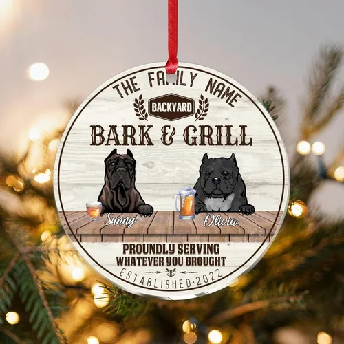 Vista 16 de SILYHEART Presa Canario & Welsh Hound Christmas Acrylic Ornaments Pet Dog Ceramic Christmas Keepsake Family Dog Name Funny Craft Hanging Ornaments