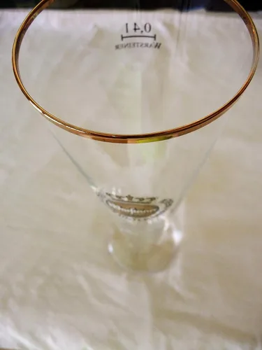 Vista 6 de Warsteiner Vaso de cerveza con borde dorado ~ 10 pulgadas