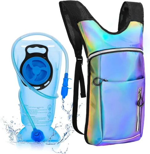 Vista 9 de Mochila de hidratación con vejiga de agua de 2 L, mochila de agua para raves, paquete de hidratación de aislamiento ligero para hombres y mujeres
