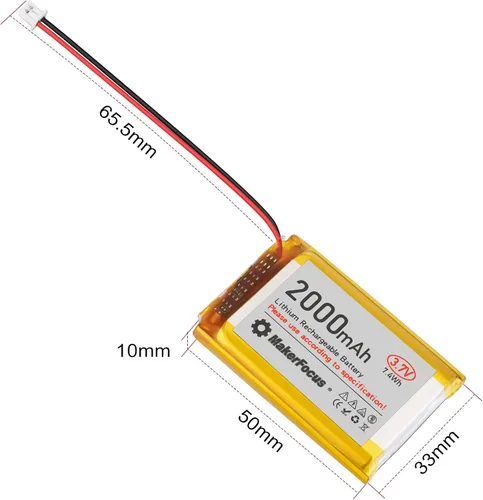 Vista 8 de 4pcs 3.7V 2000mAh 7.4Wh batería de polímero de litio 1S 103450 LiPo batería recargable con placa de protección y enchufe JST 1.25 para placa