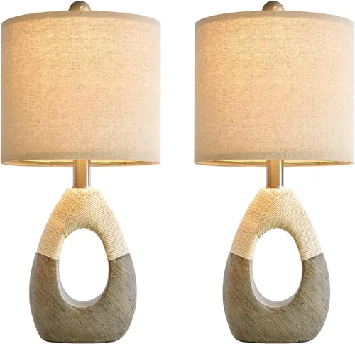 Vista 6 de OYEARS Juego de 2 lámparas de mesa bohemias de 19 pulgadas para dormitorio, sala de estar, adecuadas para espacios pequeños, lámpara de mesa de Gris