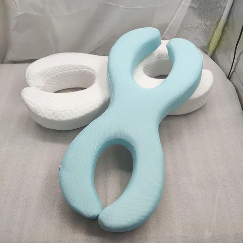 Vista 9 de Almohada para dormir de lado, almohada de cara para dormir lateral, almohada doble C hueca de espuma viscoelástica suave extraíble para personas que