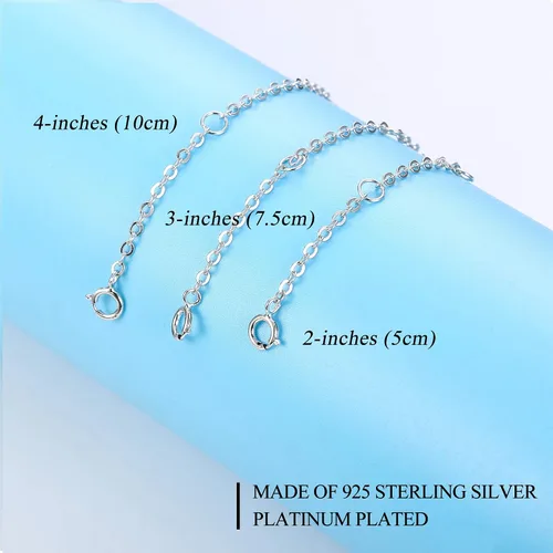 Vista 3 de Sllaiss Juego de 3 pulseras de plata de ley 925 para collar de longitud ajustable de 20in 30in 39in