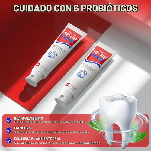 Vista 6 de Woadee SP-6 Hydroxyapatites Pasta de dientes, SP-6 Pasta dental blanqueadora probiótica, 6 probióticos+fórmula de hidroxiapatitas para blanquear