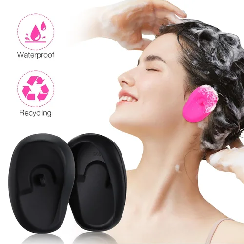 Vista 2 de FOMIYES 4 pares de fundas impermeables de silicona para los oídos, protectores de oídos resistentes al calor para tintes para el cabello