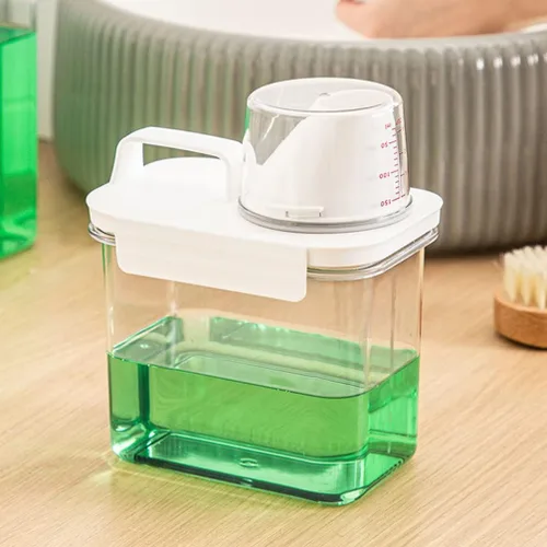 Vista 9 de Zerodeko Dispensador de detergente para ropa, dispensador de jabón para lavandería, botella vacía de detergente para ropa de 1.1 L, jarras