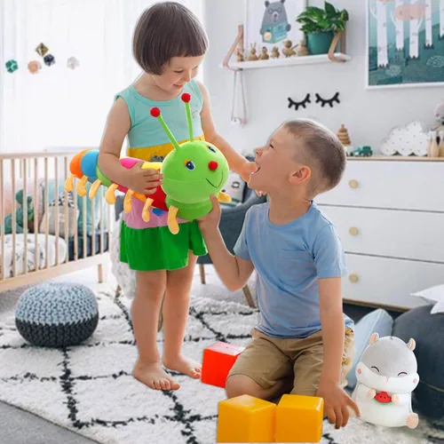 Vista 2 de Peluche de oruga de 31.5 pulgadas, almohada gigante colorida de oruga para regalo