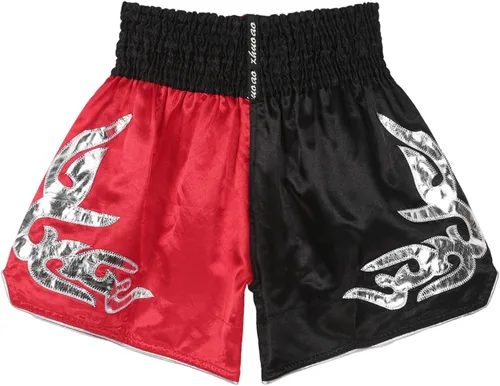 Vista 6 de QinCiao Pantalones cortos de boxeo Muay Thai para hombre, pantalones cortos de kickboxing, artes marciales, entrenamiento, gimnasio, entrenamiento
