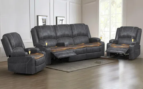 Vista 41 de Yolsali Sofá reclinable, sofá reclinable manual de 3 plazas con cojín de 2 niveles, sofás reclinables para sala de estar con consola removible