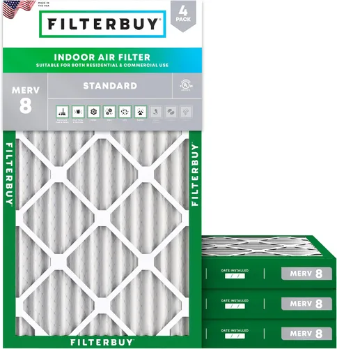 Vista 64 de Filterbuy - Filtros de aire de repuesto MERV 8, protección contra el polvo, plisados, para caldera y sistema HVAC, 20 x 25 x 1 pulgadas, paquete