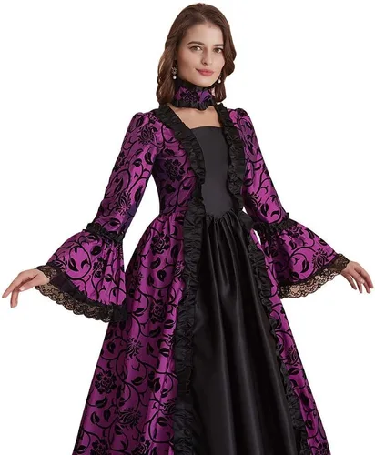 Vista 8 de CountryWomen Vestido de baile rococó para mujer del siglo XVIII, vestido largo gótico victoriano, vestido de baile de máscaras, vestidos temáticos