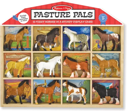 Vista 3 de Amigos de la pastura para niños Melissa & Doug, caballos coleccionables, 12 unidades, talla única