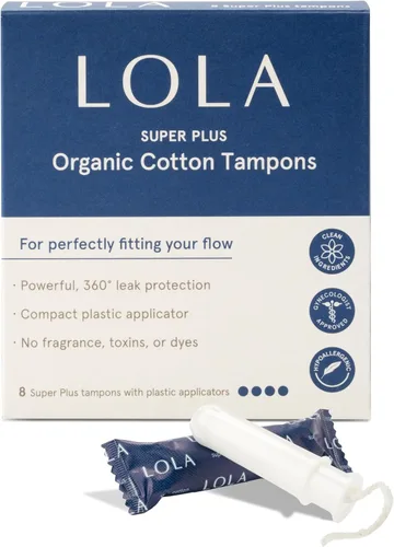 Vista 10 de LOLA Tampones de algodón 100% orgánico, 8 unidades, tampones súper no tóxicos, productos de higiene femenina de período, productos aprobados por