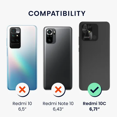 Vista 6 de kwmobile Funda compatible con Xiaomi Redmi 10C - Funda protectora de silicona TPU suave y delgada - Pizarra oscura