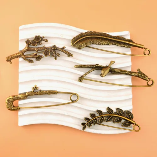 Vista 7 de Extra Large Safety Pins Vintage Crystal Tree Leaf Branch Brooches Big Alloy Heavy Duty Sweater Shawl Clip Brooch Pin for Clothing Dress Skirt Hat