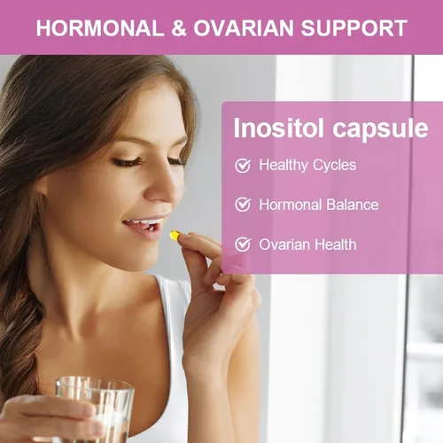 Vista 5 de Myo-inositol y D-Chiro Inositol - Equilibrio hormonal y apoyo ovárico saludable para mujeres - Suplemento de apoyo 100% natural para SOP - Fabricado