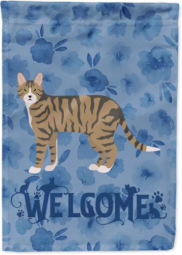 Vista 103 de Caroline's Treasures CK4813CHF - Bandera de bienvenida con gato abisinio azul, manga grande, para porche, para colgar en la pared, poliéster