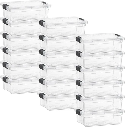Vista 19 de Superio Caja de almacenamiento transparente con tapa, contenedores de plástico de 2.3 cuartos para organizar, cajas apilables, sin BPA, no tóxico