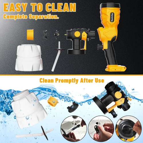 Vista 7 de Pulverizador de pintura para batería Dewalt de 20 V, pistola de pintura eléctrica HVLP de 300 W con boquillas de 4 tamaños y 3 patrones