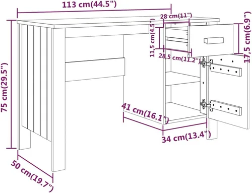 Vista 8 de Escritorio de madera para computadora con un cajón y una puerta para oficina en casa, escritorio ejecutivo, escritorio de estudio, escritorio