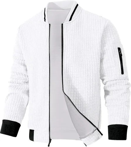 Vista 22 de Chaqueta ligera para hombre, chaqueta bomber casual, chaqueta universitaria