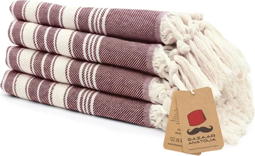 Vista 24 de Bazaar Anatolia Toallas de mano – Juego de 4 39 x 19 pulgadas – Toalla de mano turca a rayas para baño, 100% algodón, cocina, cara, cabello, té