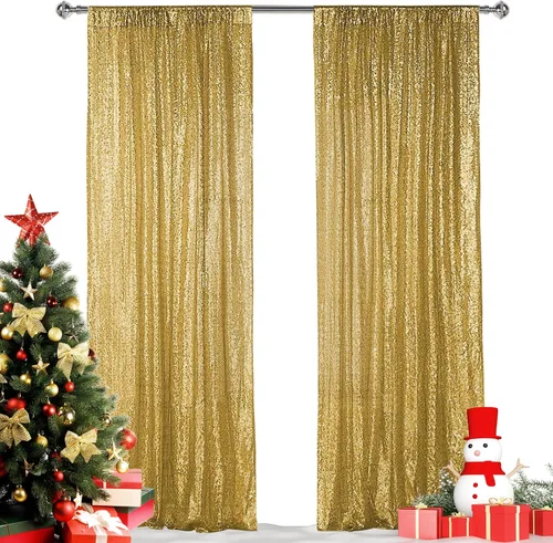 Vista 36 de Hahuho - Cortina de fondo de lentejuelas negras, 2 piezas de 2 pies x 8 pies, cortina de fondo con purpurina para fiestas, Navidad, boda, decoración
