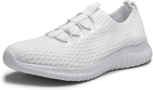 Vista 14 de TIOSEBON - Zapatos de caminar sin cordones para mujer, ligeros, casuales, para correr A/Todo Blanco