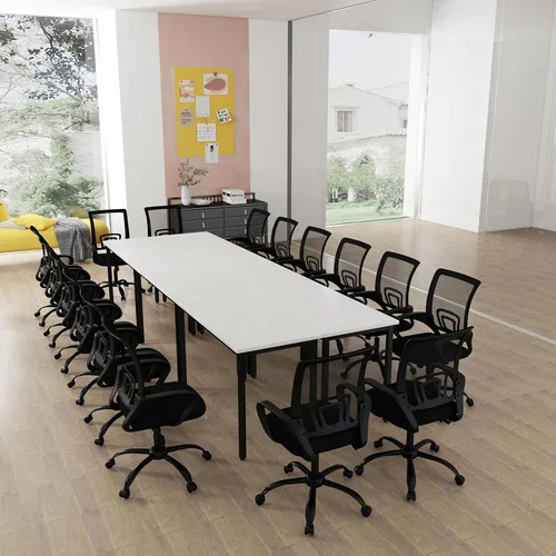 Vista 7 de Bonzy Home Juego de 2 sillas ergonómicas de oficina, sillas de sala de conferencias con ruedas, silla de escritorio de malla para computadora
