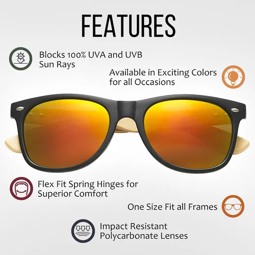 Vista 2 de Gafas de sol de bambú al por mayor Retro 80 Gafas de sol de madera para hombres y mujeres-10
