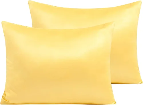 Vista 59 de NTBAY Fundas de almohada de satén con cremallera para cabello y piel, juego de 2 fundas de almohada estándar de lujo con cremallera oculta, 20 x 26