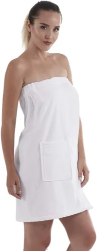 Vista 7 de C&B - Toalla envolvente para mujer, 100% algodón turco orgánico, ajustable, para spa, gimnasio, piscina con bolsillo (negro)