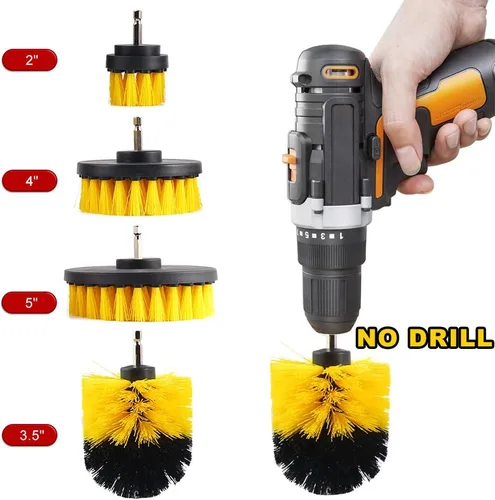 Vista 2 de ELEOPTION - Kit de accesorios para taladro de limpieza de alta resistencia, cepillo de nailon inalámbrico, ideal para limpiar baldosas de piscina