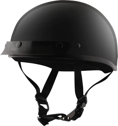 Vista 6 de Detour Helmets D.O.T. - Medio casco negro plano para motociclistas con visera extraíble