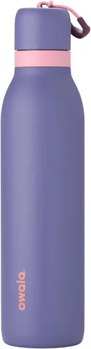 Vista 26 de Botella de agua aislada con tapa Twist de acero inoxidable Owala FreeSip con pajita para deportes y viajes, sin BPA, 24 onzas, Angel Food Cake