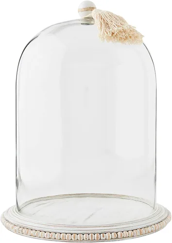 Vista 2 de Mud Pie Cloche decorativo con base de cuentas grande, color blanco