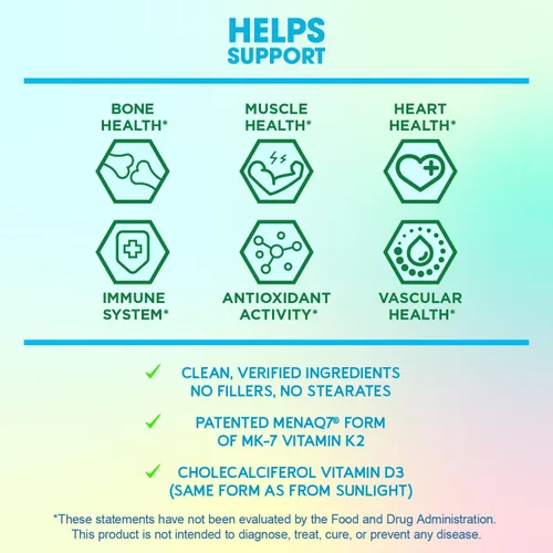 Vista 6 de BioEmblem Cápsulas de vitamina D3 K2 (5000IU y 200 mcg) – MK7 y MK4 patentadas para apoyo complejo 3 en 1 – Suplemento vegetariano de vitamina D K2